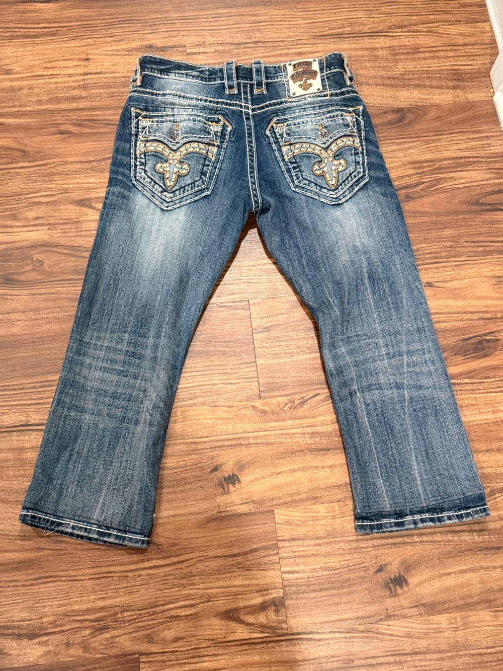 Mens Rock Revival Stellan Straight Jeans 32x24 Altered Short Y2K Unisex Fit